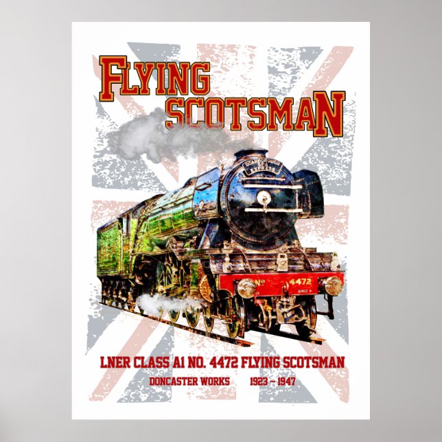 Flying Scotsman Steam Train English Locomotive  Poster (Framsidan)