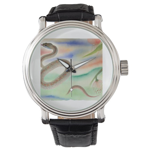 Flying Snake 220824AREF124 - Watercolor Armbandsur (Framsida)