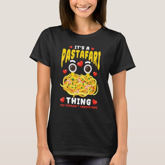 Flying Spaghetti Monster FSM It's A Pastafari Thin T Shirt (Framsida)