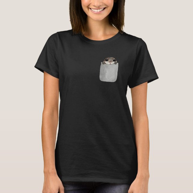 Flying Squirrel Faux Pocket Animal Rescue T Shirt (Framsida)