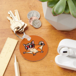 Flying Sugar Glider With Red Goggles Nyckelring