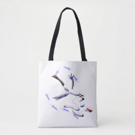 Flying Swans Minimalist Fantasy Bird Art Tote Tygkasse