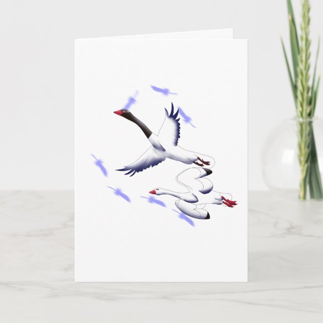 Flying Swans Minimalist Fantasy Birt Art Blank Kort (Framsida)