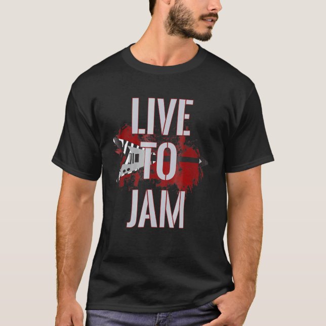 Flying V Gitarr Live To Jam T Shirt (Framsida)