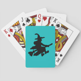 Flying Witch Black on Teal Casinokort
