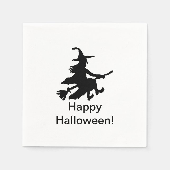 Flying Witch - Glad Halloween - Pappersservett (Framsidan)
