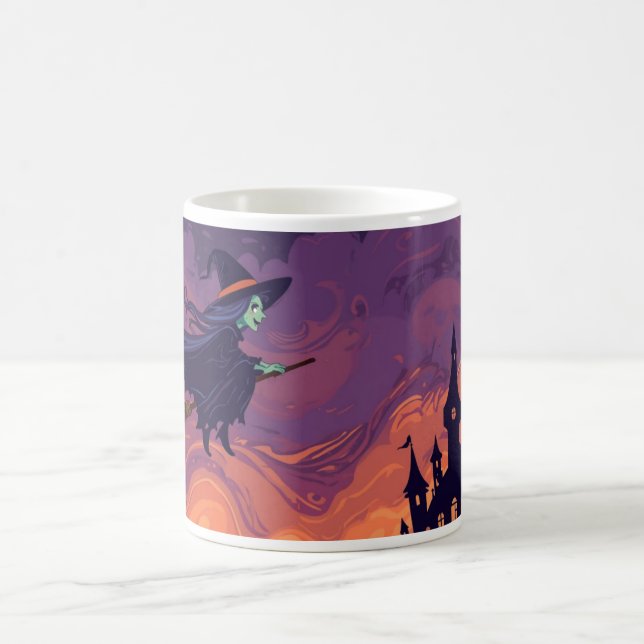 Flying Witch Mug | Classic Halloween Coffee Cup Kaffemugg (Center)