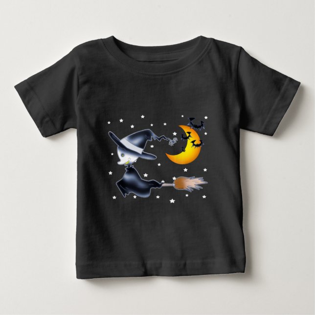 Flying Witch on Halloween Night T Shirt (Framsida)