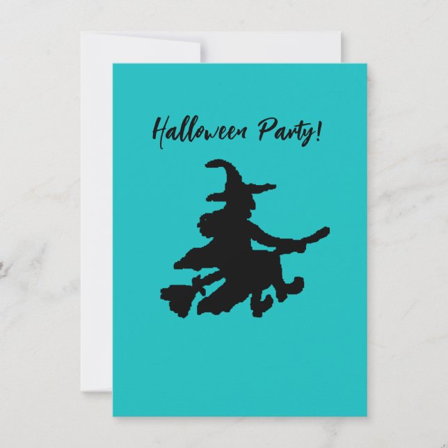 Flying Witch on Teal Inbjudningar (Framsida)
