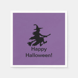 Flying Witch Purple -Happy HalloweenPaper Napkin Pappersservett