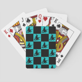 Flying Witch Svart & Teal-rutig Casinokort