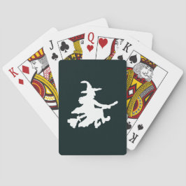 Flying Witch Vit på Svart Casinokort