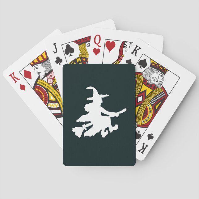 Flying Witch Vit på Svart Casinokort (Baksidan)