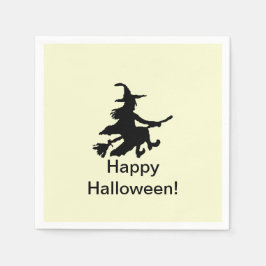 Flying Witch Yellow - Glad Halloween Pappersservet Pappersservett
