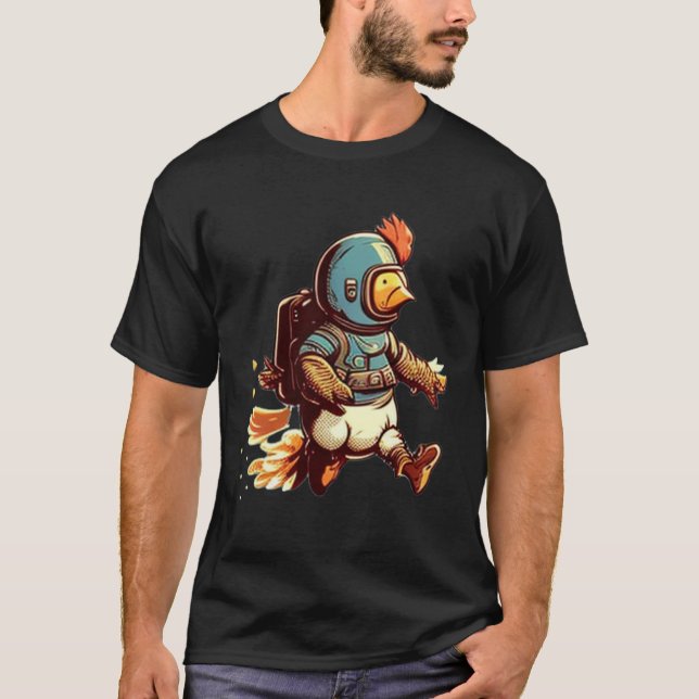 Flying with Jet Pack  Chicken T Shirt (Framsida)