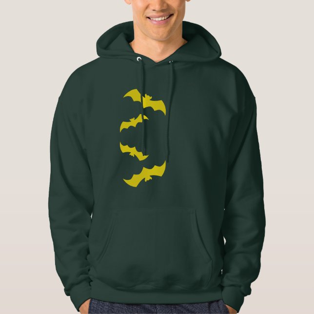 Flying Yellow Halloween Bats Hoodie (Framsida)