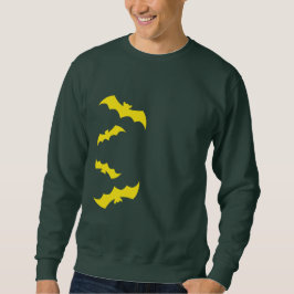 Flying Yellow Halloween Bats Lång Ärmad Tröja