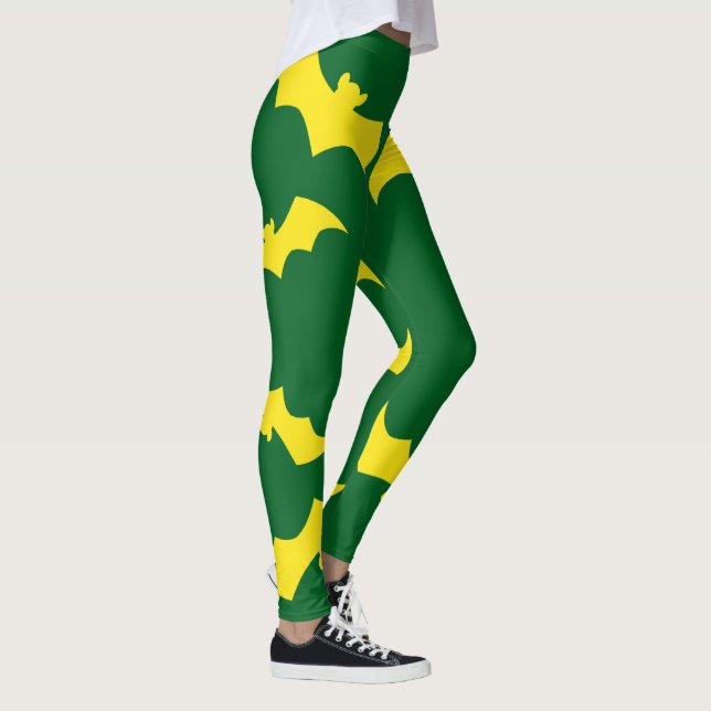 Flying Yellow Halloween Bats Leggings (Höger)
