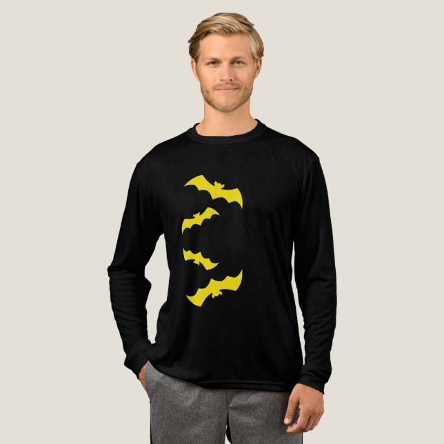 Flying Yellow Halloween Bats T Shirt (Hel framsida)