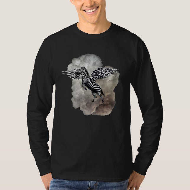Flying Zebra in Storm Clouds T Shirt (Framsida)