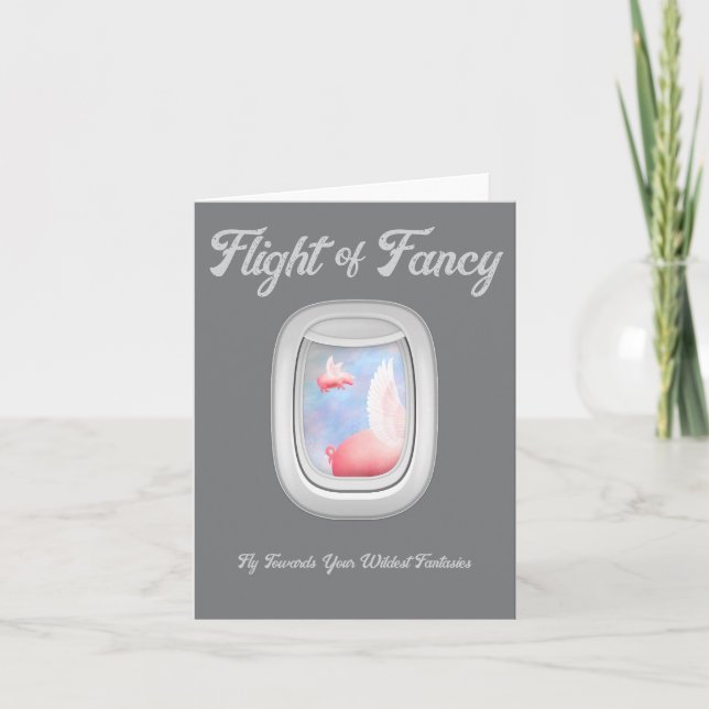 Flykt av fantasi-grisar som flyger förbi flygplans kort (Framsida)
