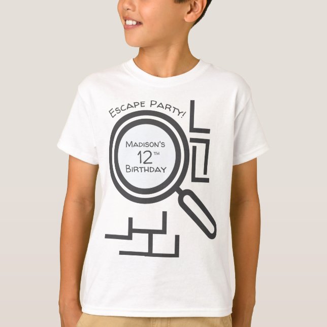 Flykt Rum Labyrint Fest Grå Vit T-Shirt (Framsida)