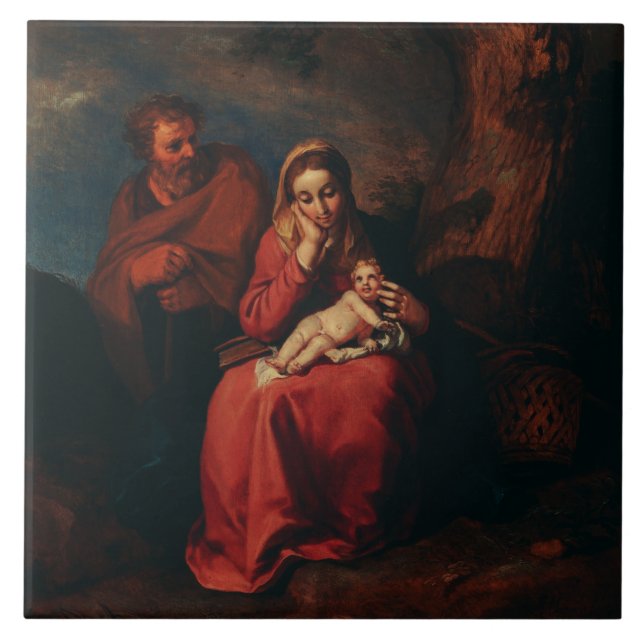 Flykten till Egypten av Abraham Bloemaert  Kakelplatta (Framsidan)
