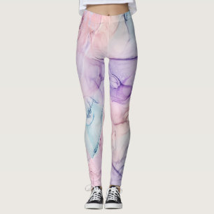 Flyktig Eterisk Pastell Akvarell Bläck Fantasi Gla Leggings
