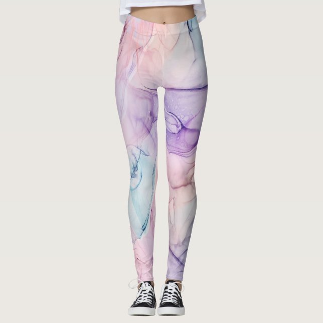 Flyktig Eterisk Pastell Akvarell Bläck Fantasi Gla Leggings (Framsida)