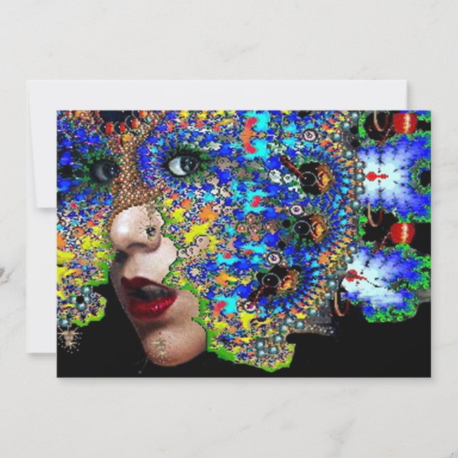 FLYKTIG, Mardi Gras Maskeradfest black blue Inbjudningar (Framsida)