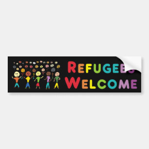 Flyktingar och migranter Välkomna Bildekal