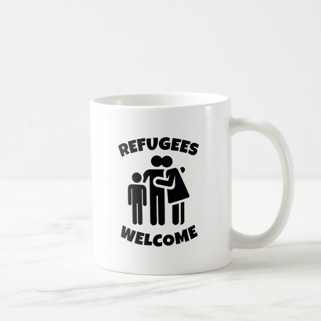 Flyktingar välkomna kaffemugg (Höger)