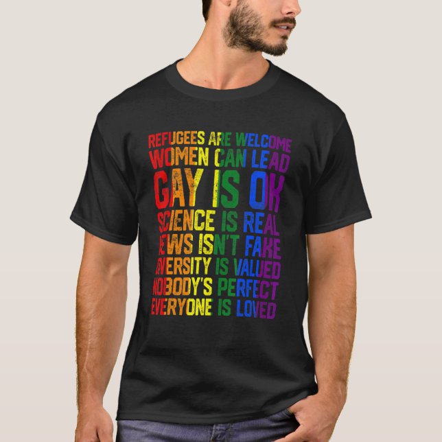 Flyktingarna är välkommet vetenskap, det är bra, d t shirt (Framsida)