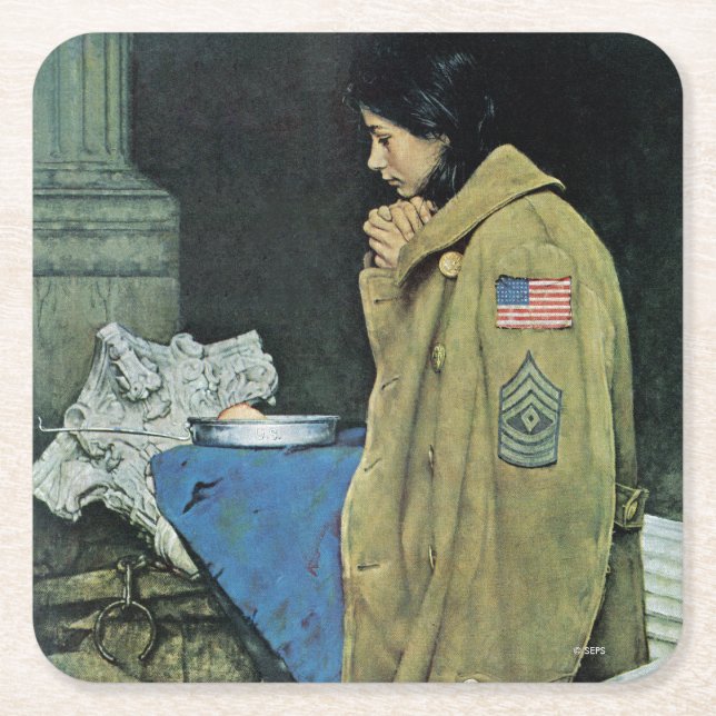 Flyktingarnas Thanksgiving Underlägg Papper Kvadrat (Framsidan)