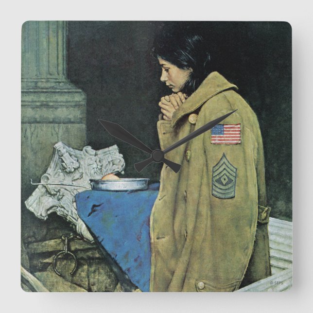 Flyktingthanksgiving Fyrkantig Klocka (Framsida)