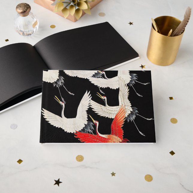 Flyktingtranes: Japansk Bird Kimono Art Gästböcker (Framsida öppen)