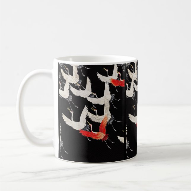 Flyktingtranes: Japansk Bird Kimono Art Kaffemugg (Vänster)