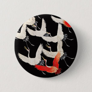 Flyktingtranes: Japansk Bird Kimono Art Knapp