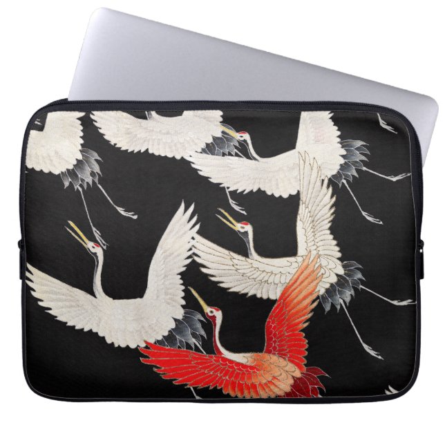 Flyktingtranes: Japansk Bird Kimono Art Laptop Fodral (Framsidan)
