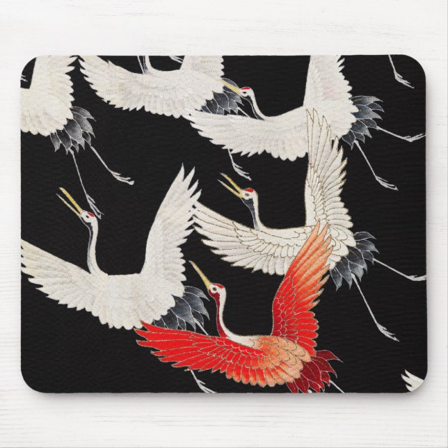 Flyktingtranes: Japansk Bird Kimono Art Musmatta (Framsidan)