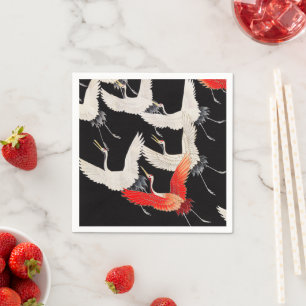 Flyktingtranes: Japansk Bird Kimono Art Pappersservett
