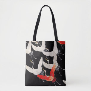 Flyktingtranes: Japansk Bird Kimono Art Tygkasse