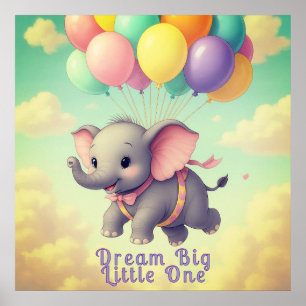 Flyng Baby Elephant med Anpassningsbar Quote, Nurs Poster