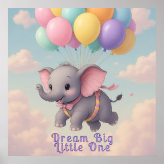 Flyng Baby Elephant med Anpassningsbar Quote, Nurs Poster