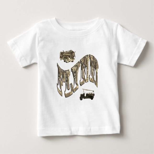 Flynn Namn, Med Brandbilar, T Shirt (Framsida)