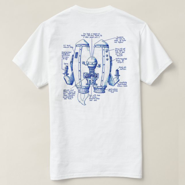 Flyology Jetpack ritning T Shirt (Design baksida)