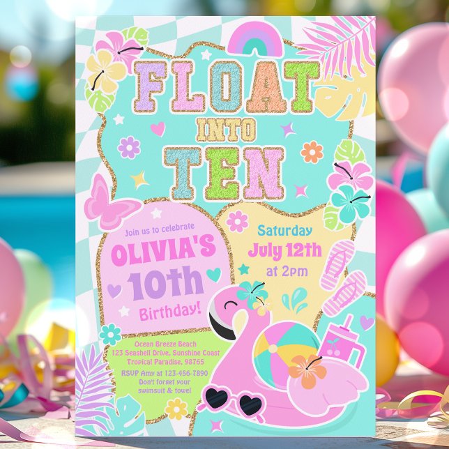 Flyt i tio varsity Preppy Girl 10:e födelsedagen Inbjudningar (Skapare uppladdad)