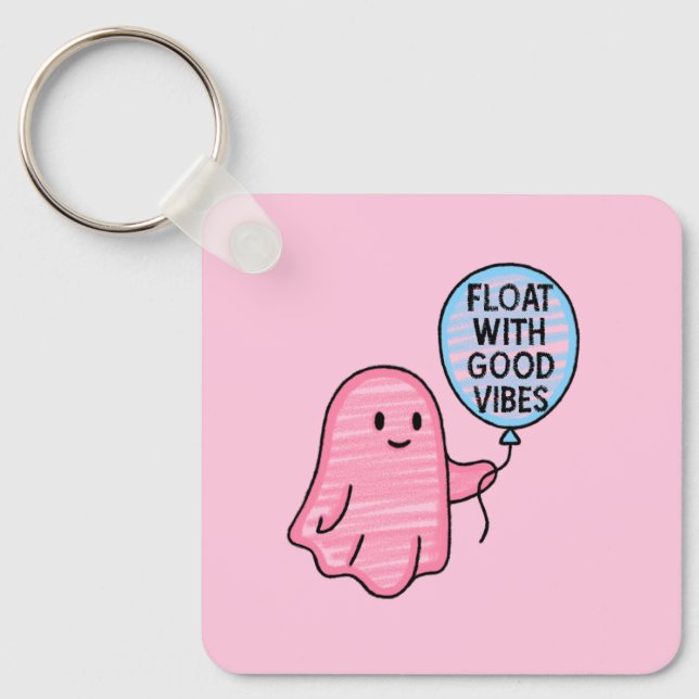Flyt med bra Vibes söta boodesign Nyckelring (Framsida)