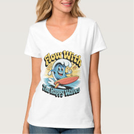 Flyt Med De Glada Vågorna Retro Surfstämning Kvinn T Shirt