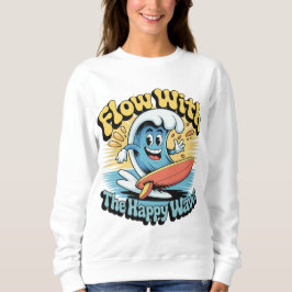 Flyt Med De Glada Vågorna Retro Surfstämning Kvinn T Shirt